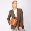 Bolsa Tote Lenço Couro Marrom Claro - imagem 2