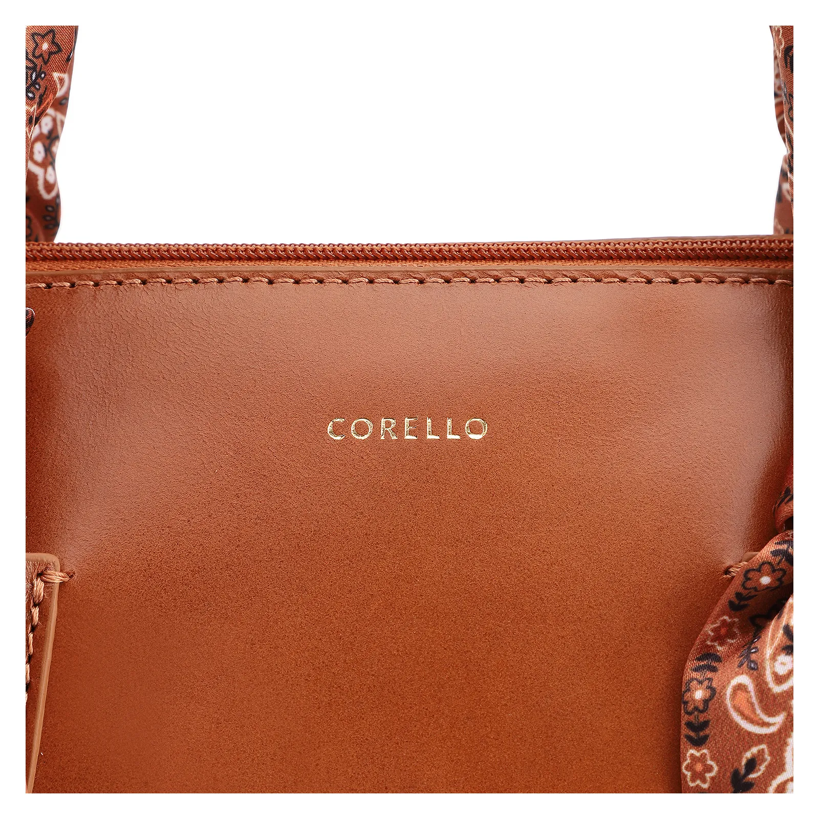 Bolsa Tote Lenço Couro Marrom Claro