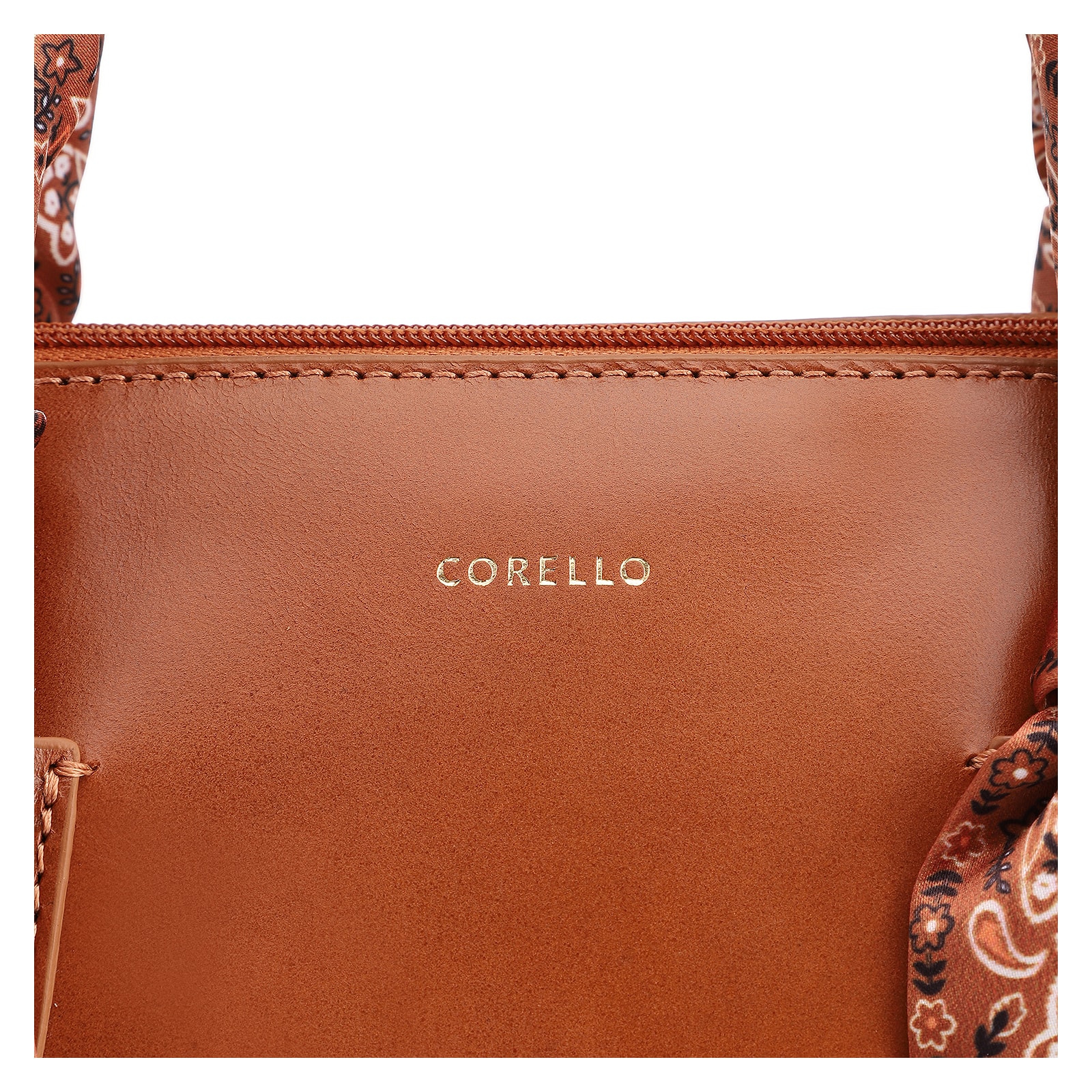 Bolsa Tote Lenço Couro Marrom Claro