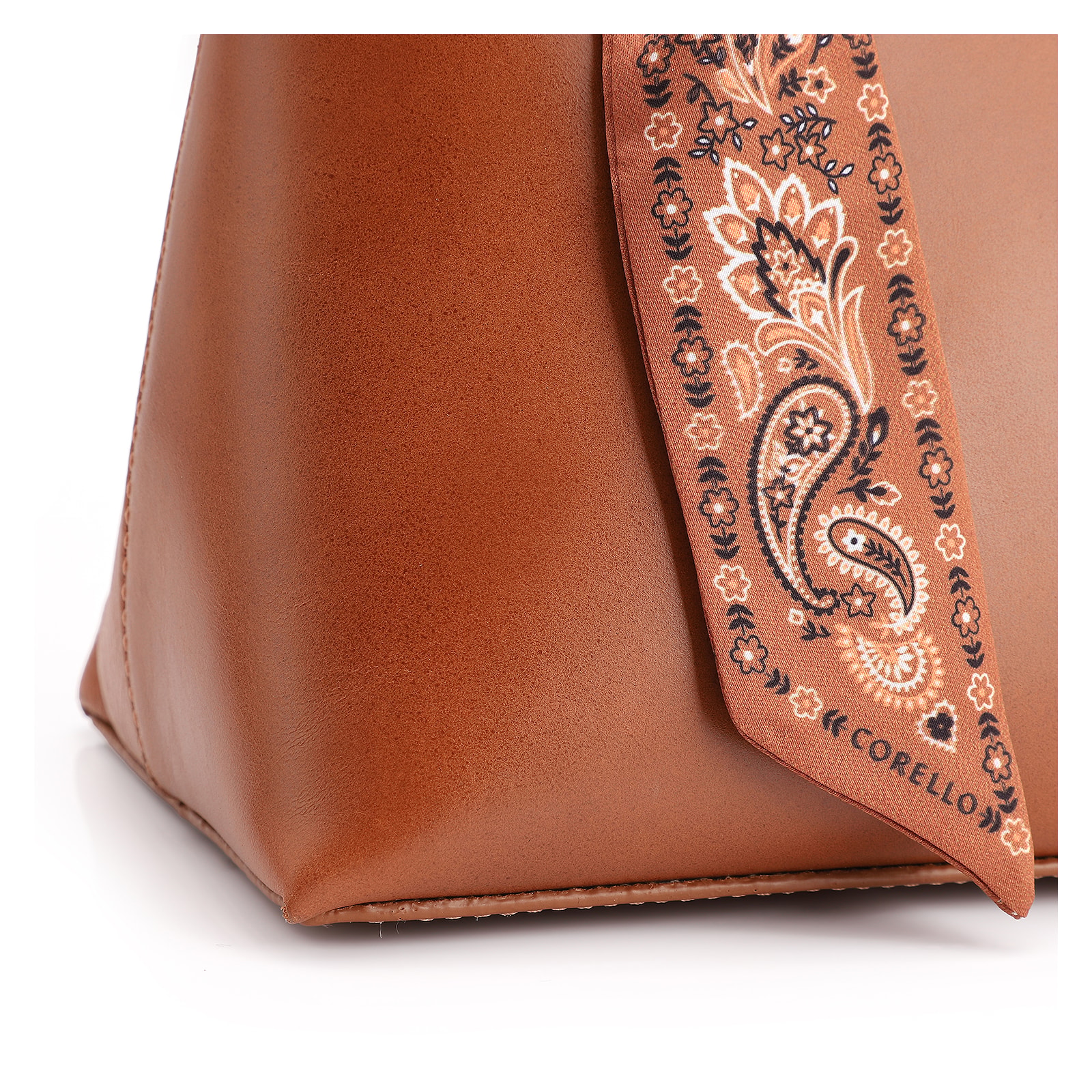 Bolsa Tote Lenço Couro Marrom Claro