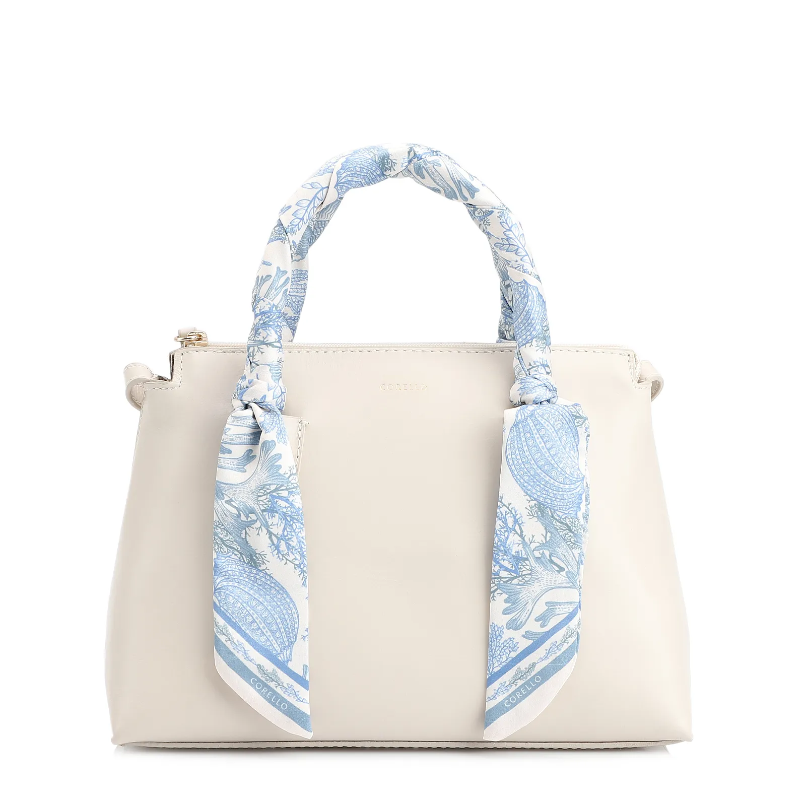 Bolsa Tote Lenço Couro Off White
