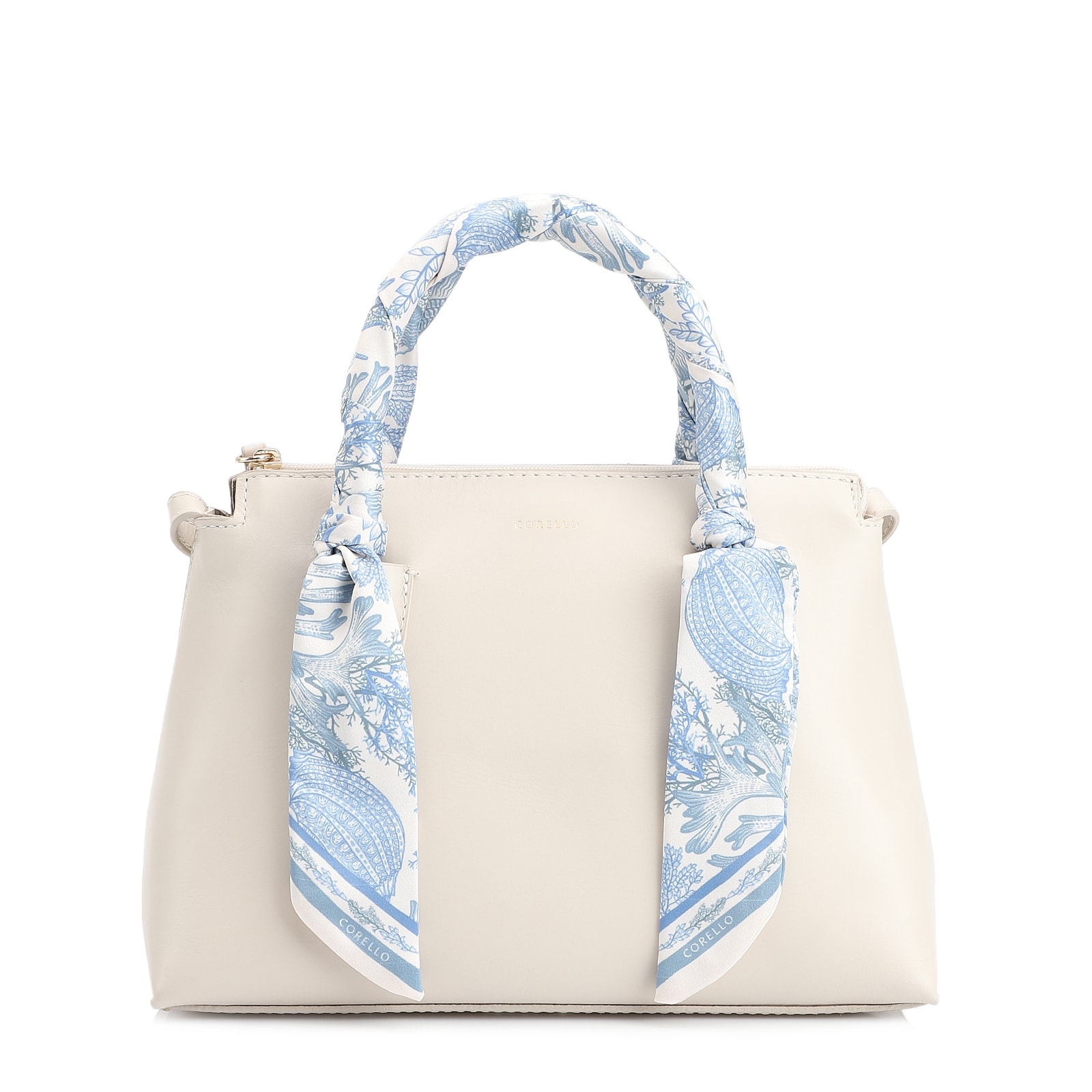 Bolsa Tote Lenço Couro Off White