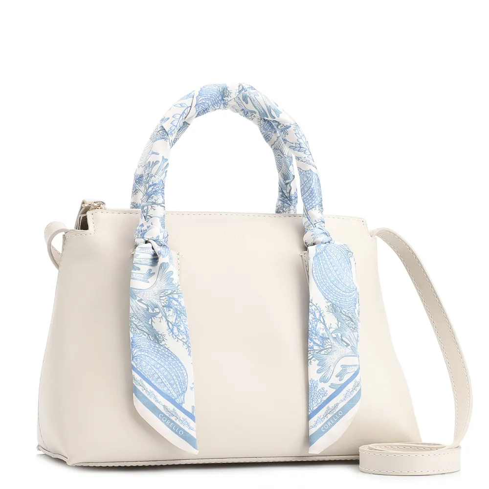 Bolsa Tote Lenço Couro Off White - imagem 2