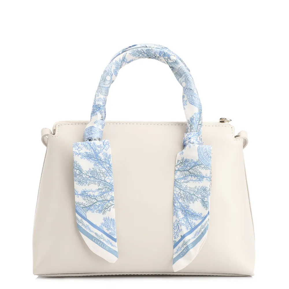 Bolsa Tote Lenço Couro Off White - imagem 3