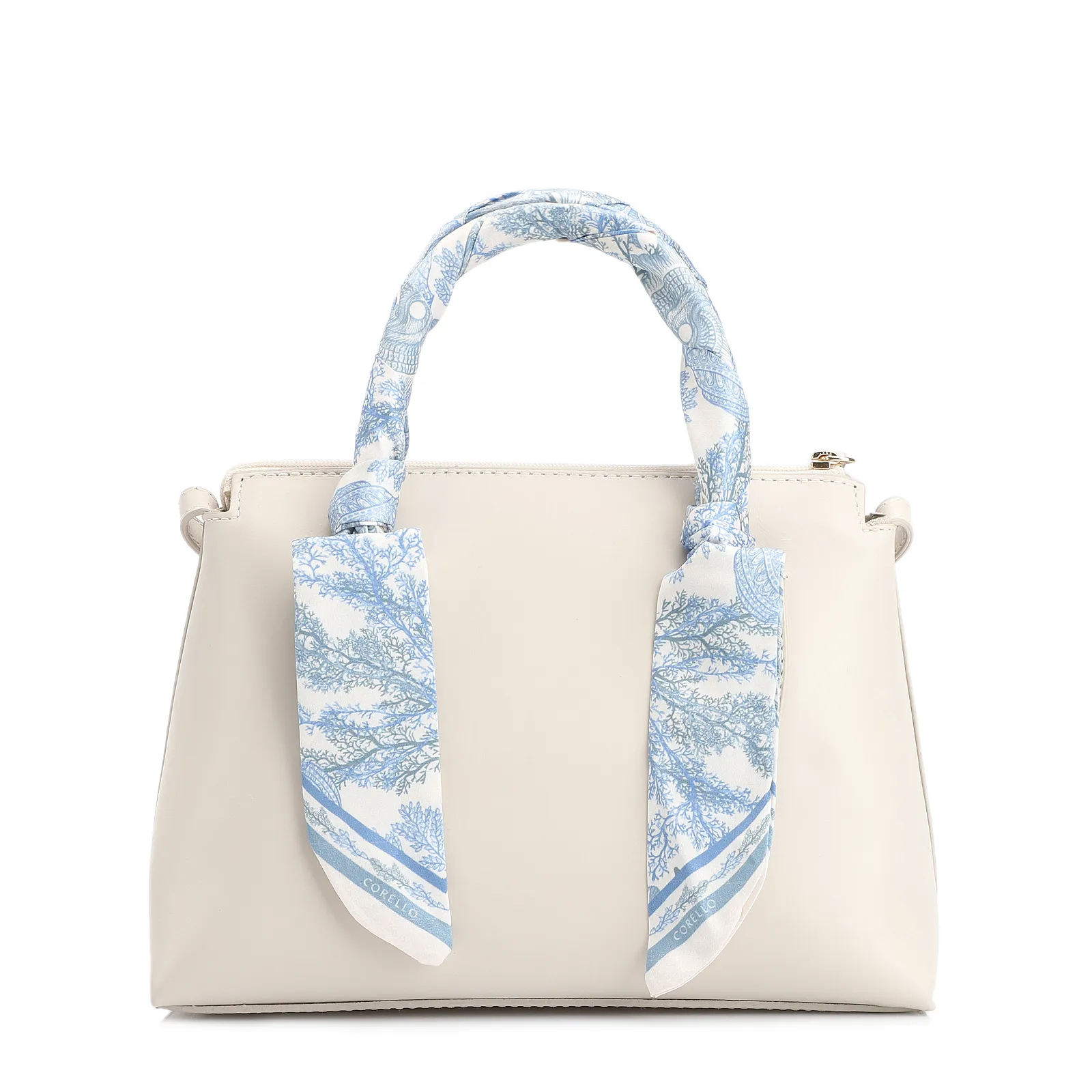 Bolsa Tote Lenço Couro Off White