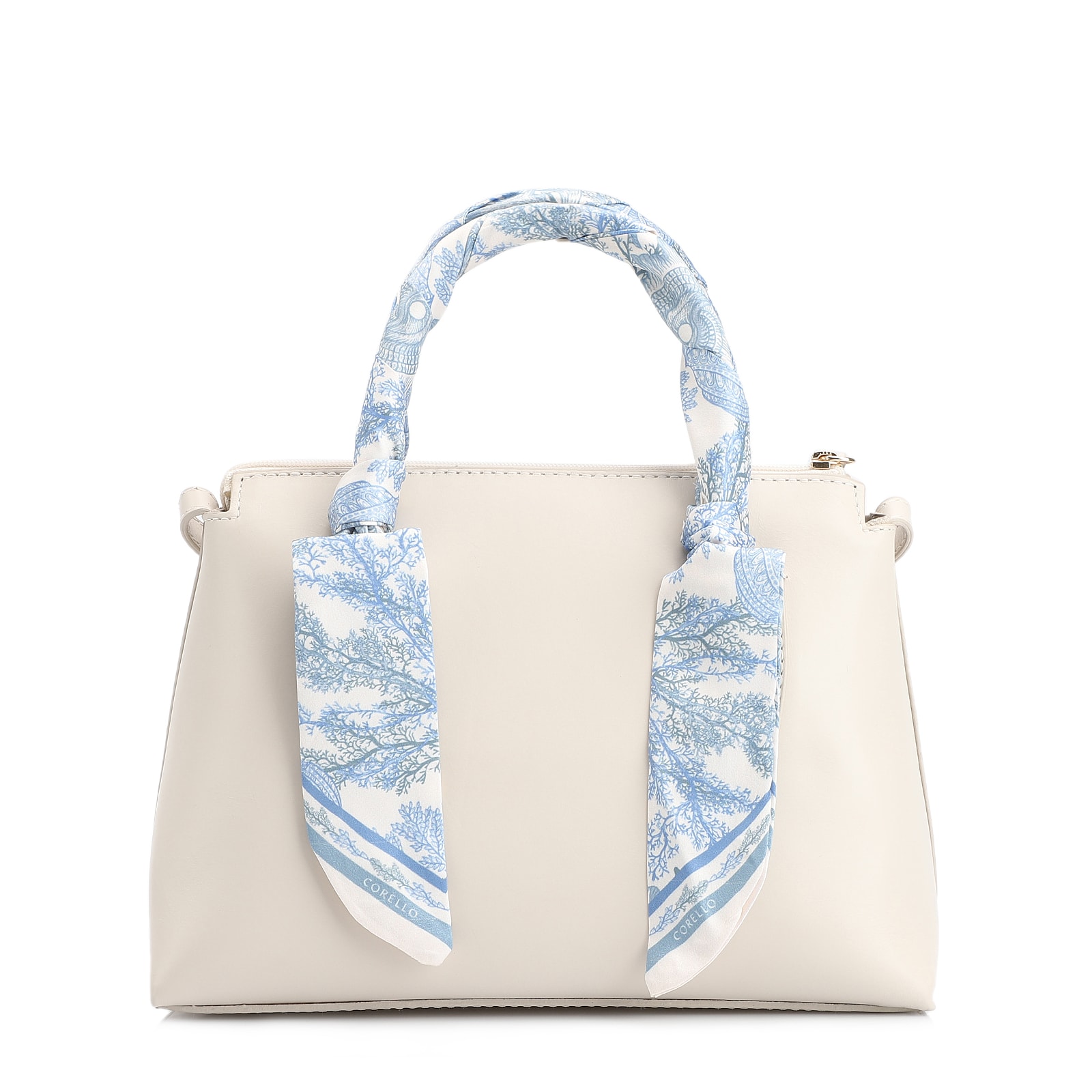 Bolsa Tote Lenço Couro Off White