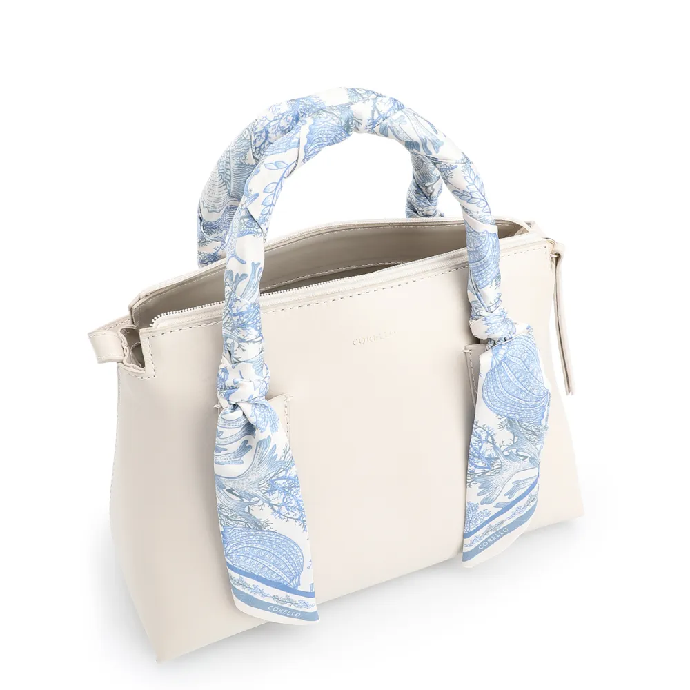 Bolsa Tote Lenço Couro Off White - imagem 4