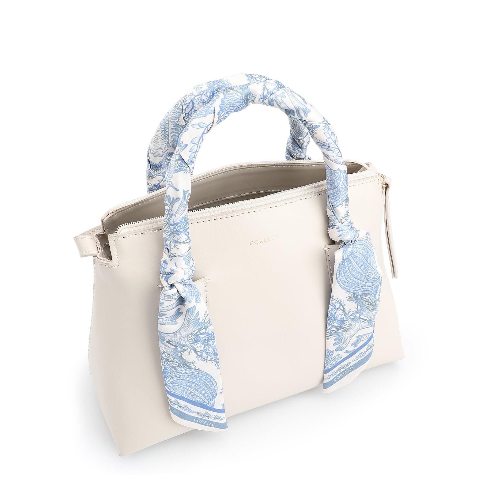 Bolsa Tote Lenço Couro Off White