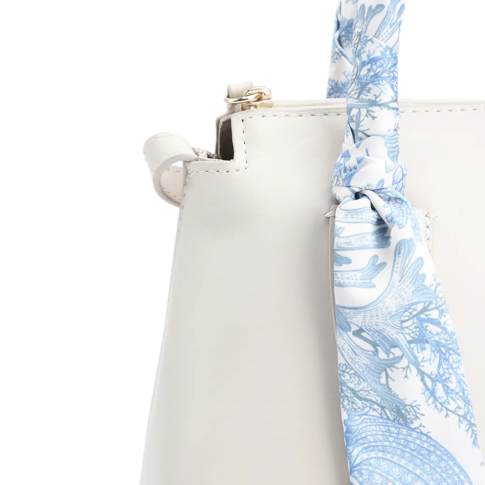 Bolsa Tote Lenço Couro Off White - imagem 5