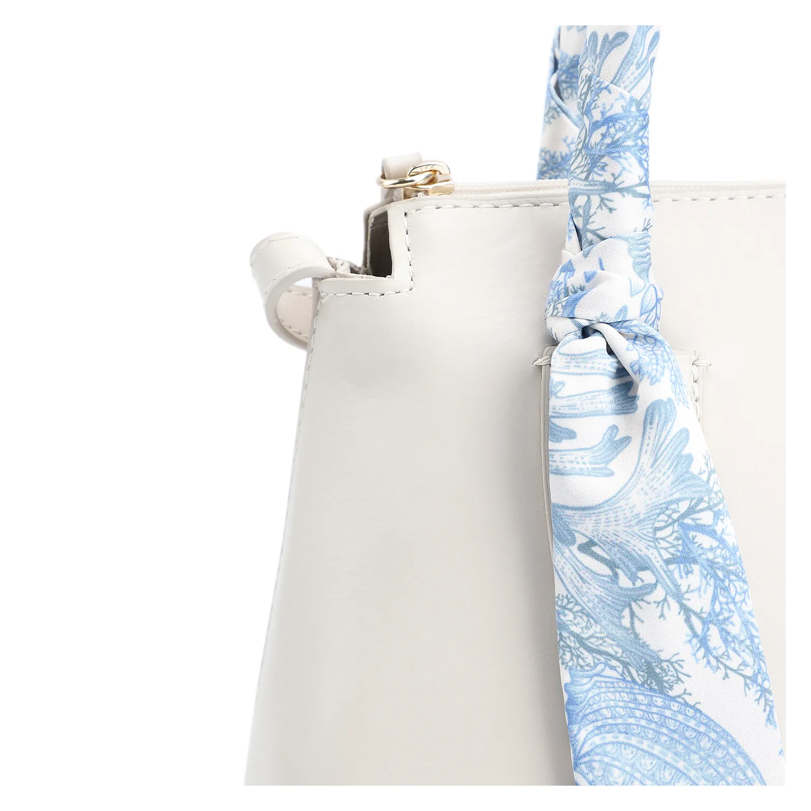 Bolsa Tote Lenço Couro Off White
