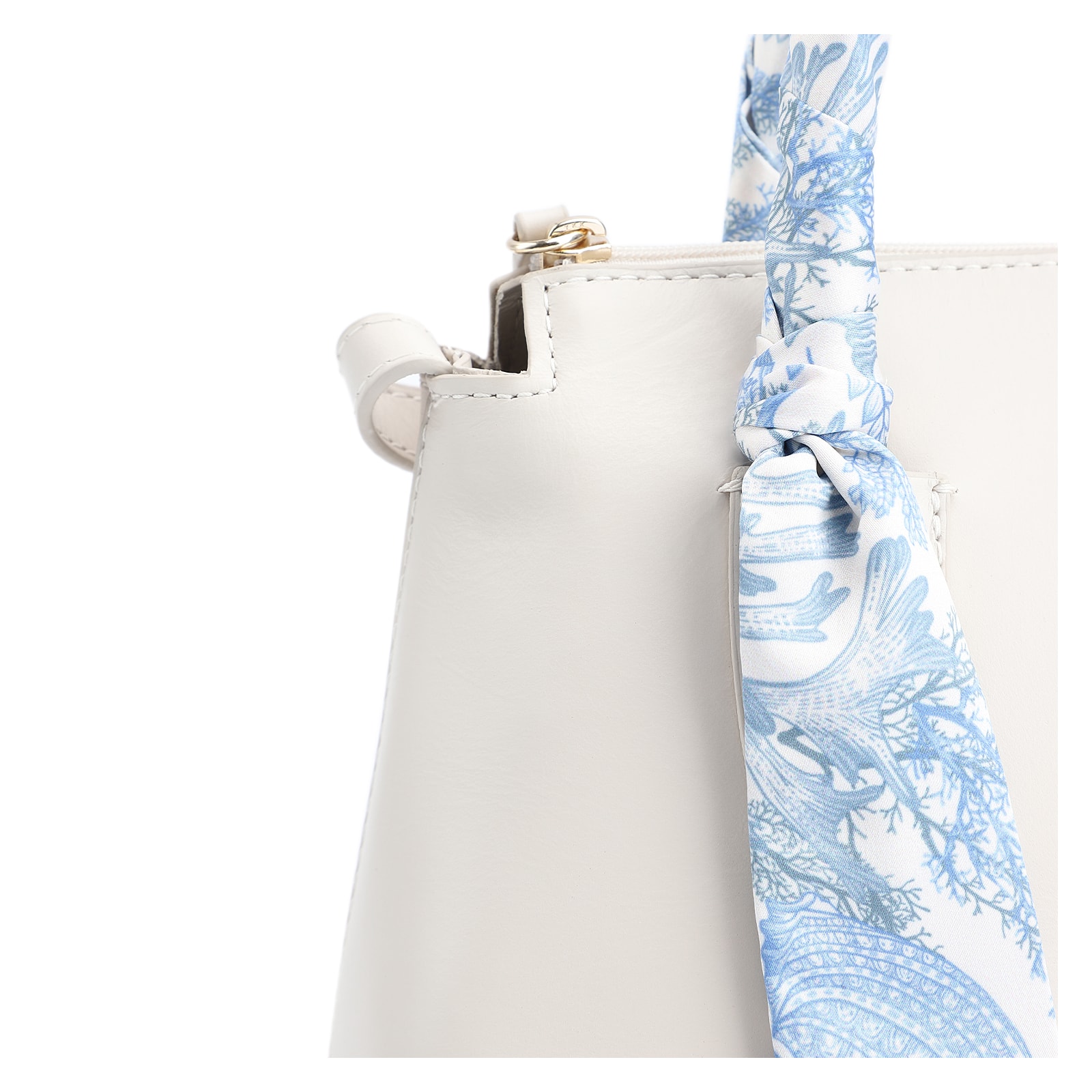 Bolsa Tote Lenço Couro Off White
