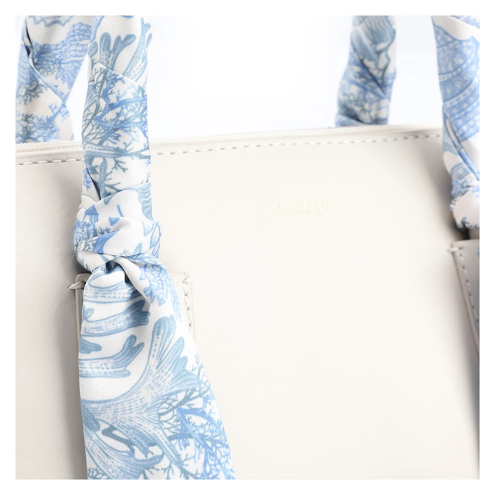Bolsa Tote Lenço Couro Off White