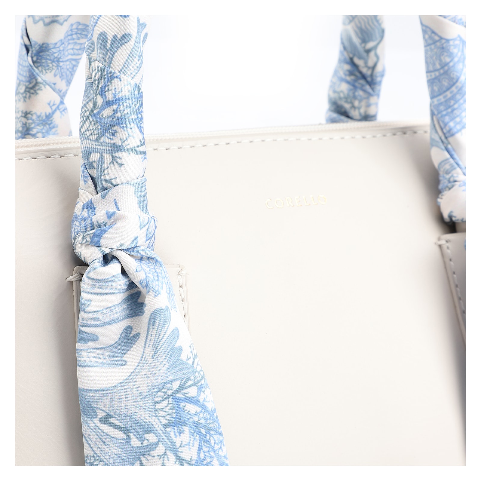 Bolsa Tote Lenço Couro Off White