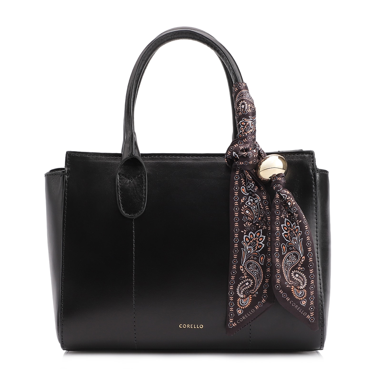 Bolsa Tote Lenço Couro Preto