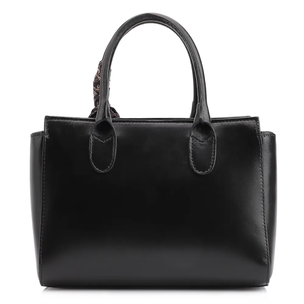Bolsa Tote Lenço Couro Preto - imagem 4