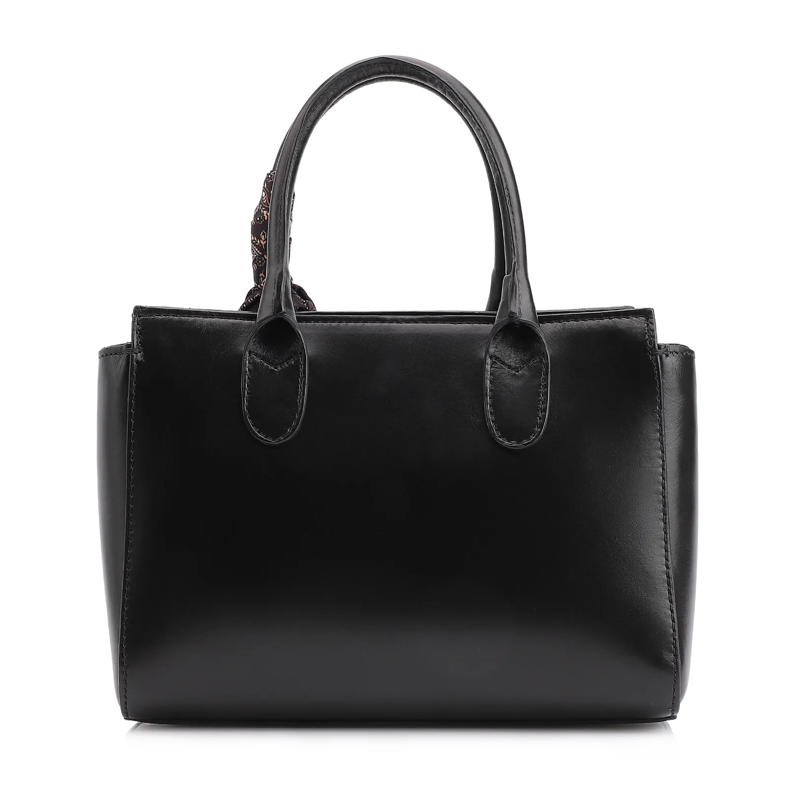 Bolsa Tote Lenço Couro Preto