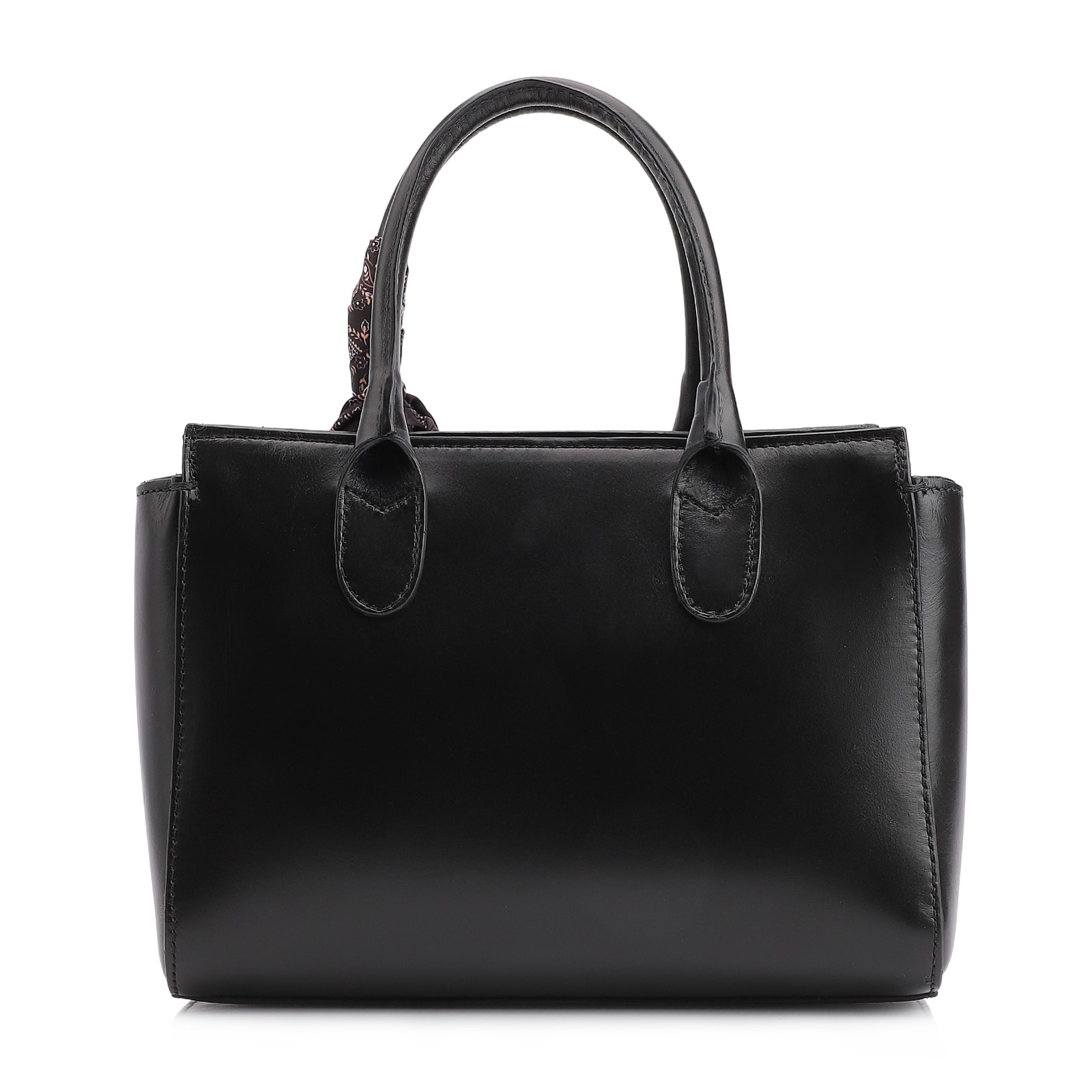 Bolsa Tote Lenço Couro Preto