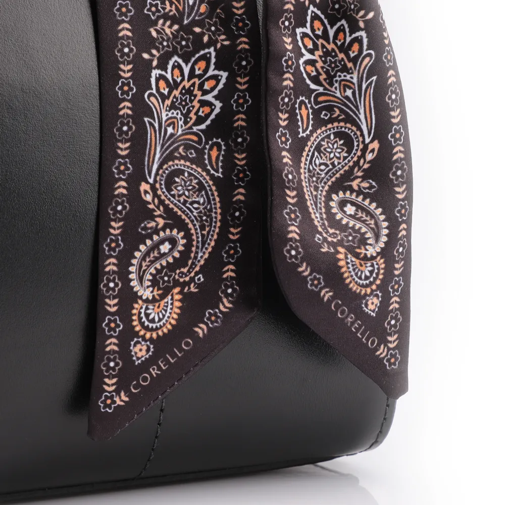 Bolsa Tote Lenço Couro Preto - imagem 8
