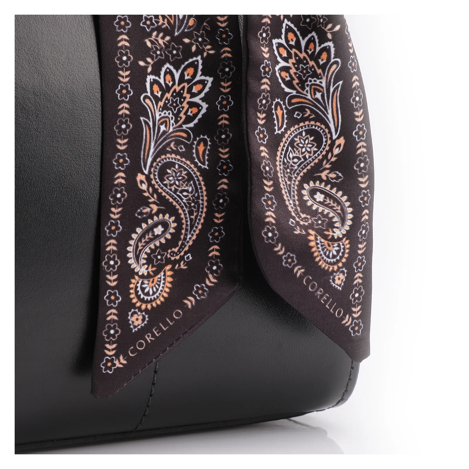 Bolsa Tote Lenço Couro Preto