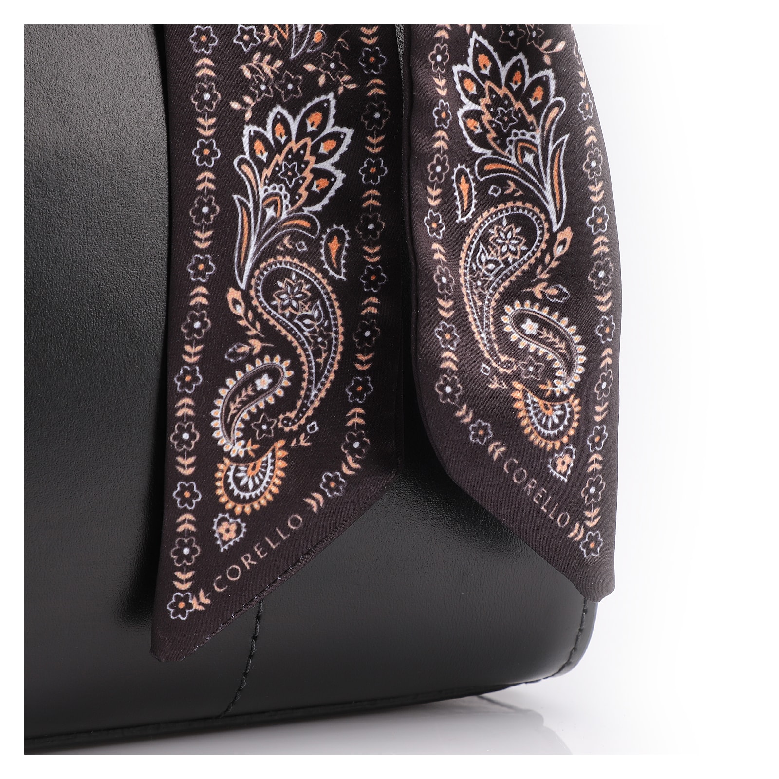 Bolsa Tote Lenço Couro Preto