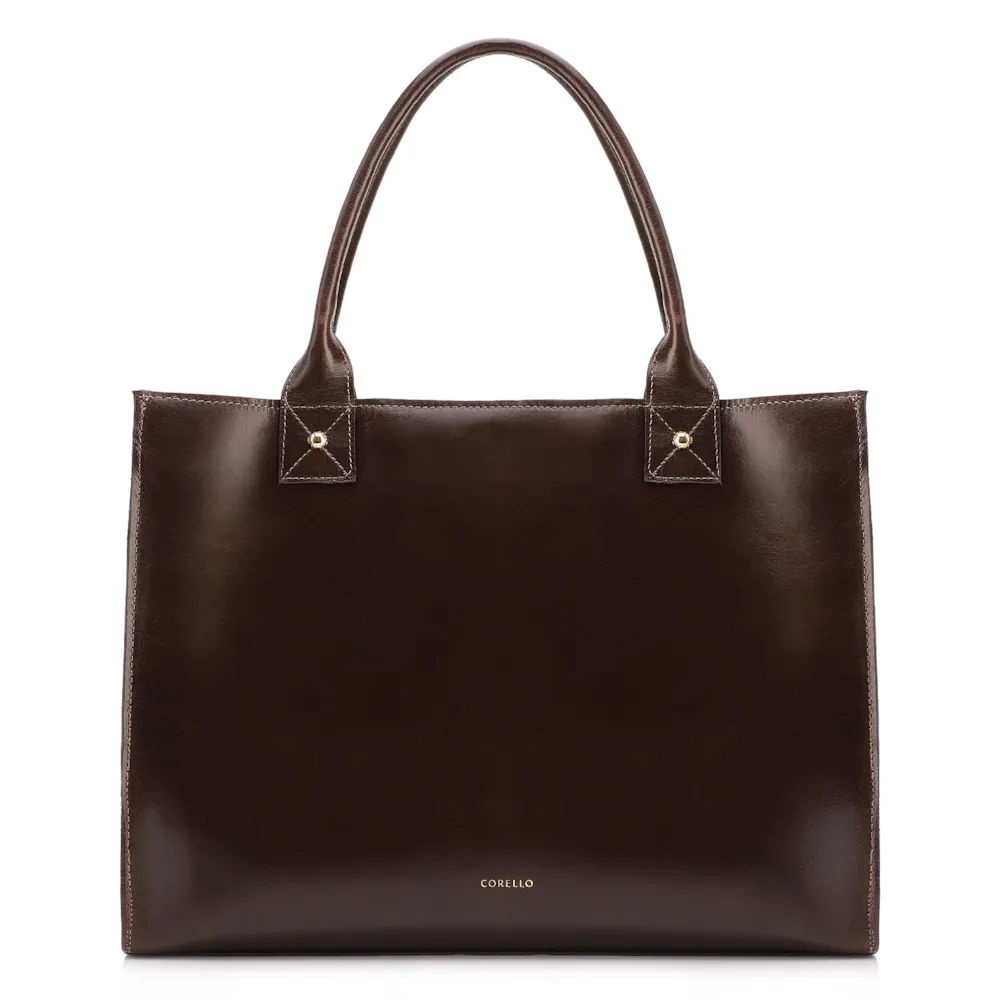 Bolsa Tote Marrom Grande Couro Cadeado - imagem 3