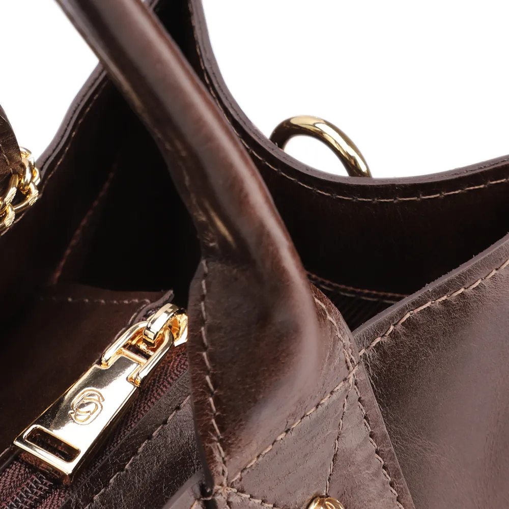 Bolsa Tote Marrom Grande Couro Cadeado - imagem 5