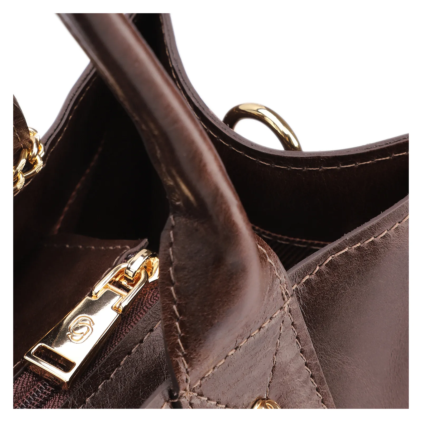 Bolsa Tote Marrom Grande Couro Cadeado