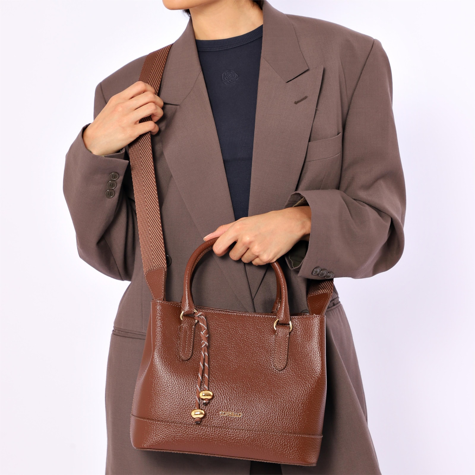 Bolsa Tote Média Alt Marrom Divisória Interna