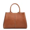 Bolsa Tote Média Couro Antique Marrom Claro Contorno Tresse - imagem 4