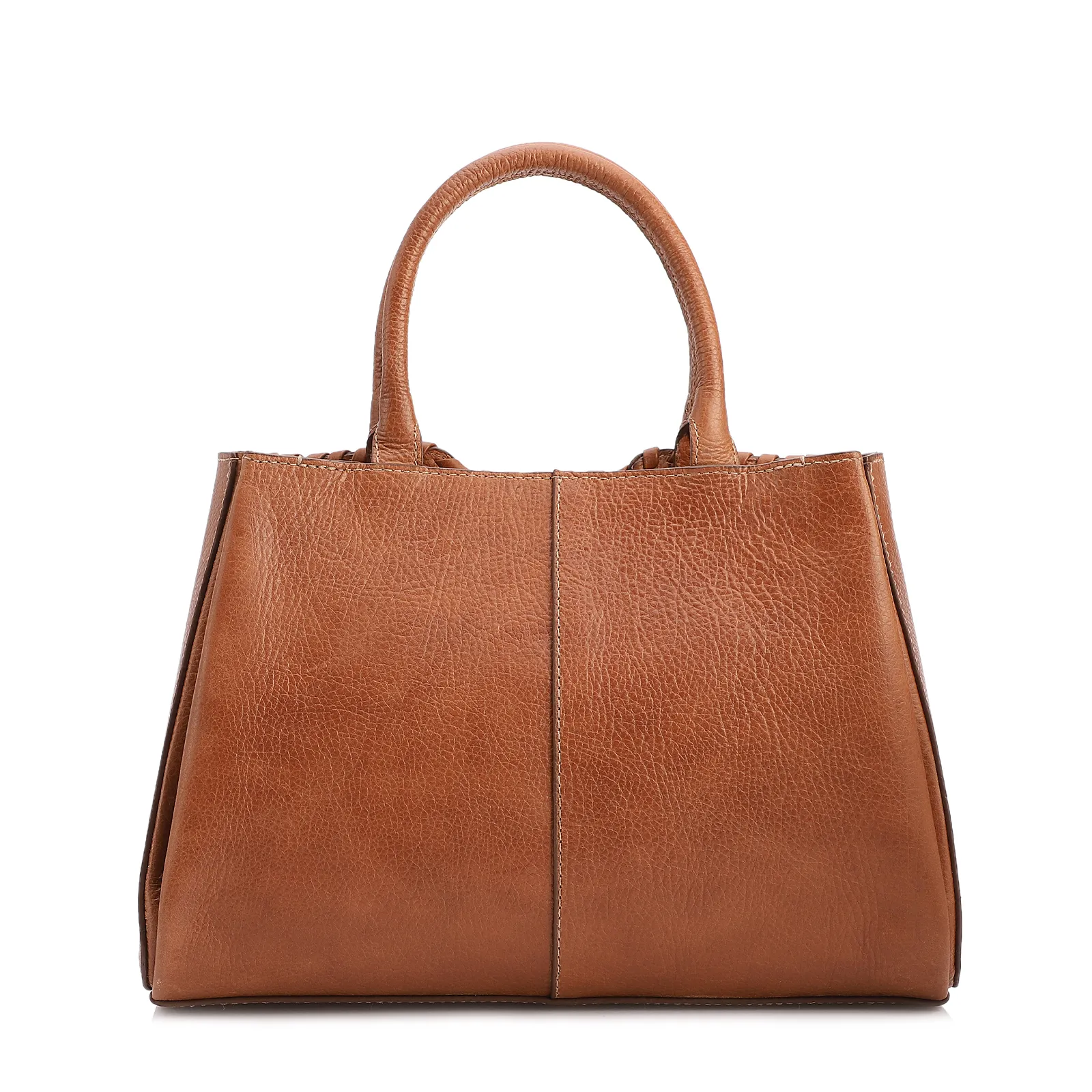 Bolsa Tote Média Couro Antique Marrom Claro Contorno Tresse