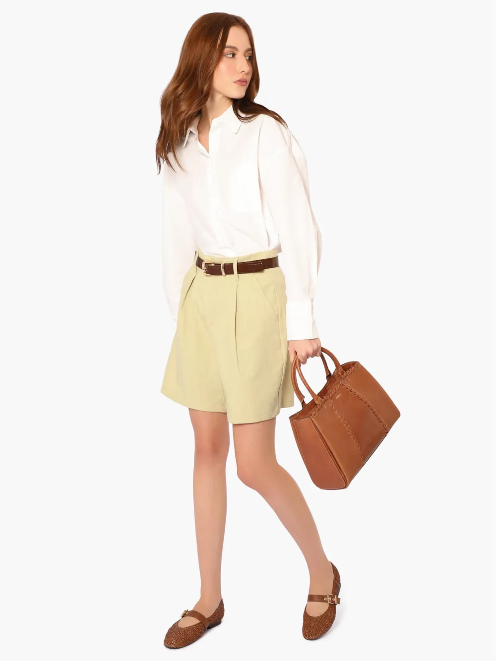 Bolsa Tote Média Couro Antique Marrom Claro Contorno Tresse - imagem 9