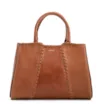 Bolsa Tote Média Couro Antique Marrom Claro Contorno Tresse - imagem 1