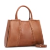 Bolsa Tote Média Couro Antique Marrom Claro Contorno Tresse - imagem 2