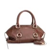 Bolsa Tote Média Couro Antique Marrom Escuro Argolas Douradas - imagem 2