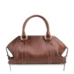 Bolsa Tote Média Couro Antique Marrom Escuro Argolas Douradas - imagem 3