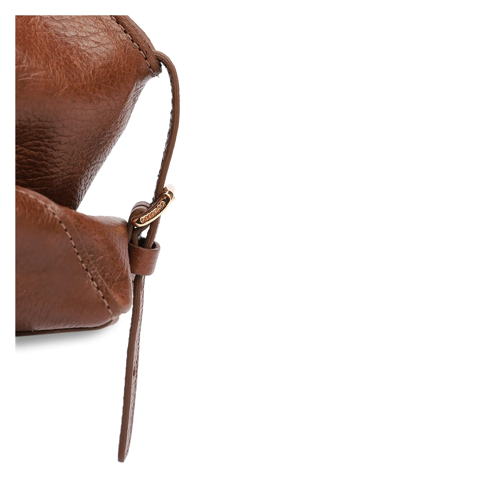 Bolsa Tote Média Couro Antique Marrom Escuro Argolas Douradas