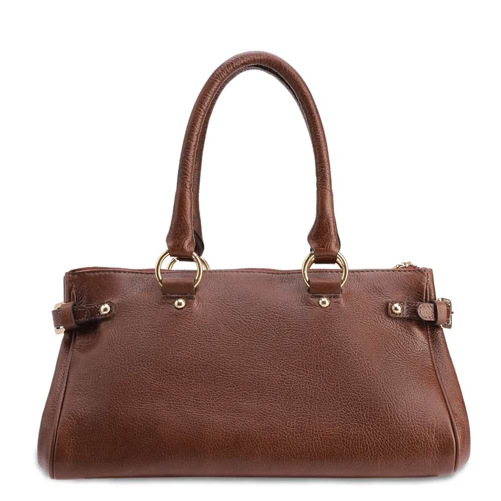 Bolsa Tote Média Couro Antique Marrom Zíper Frontal - imagem 3