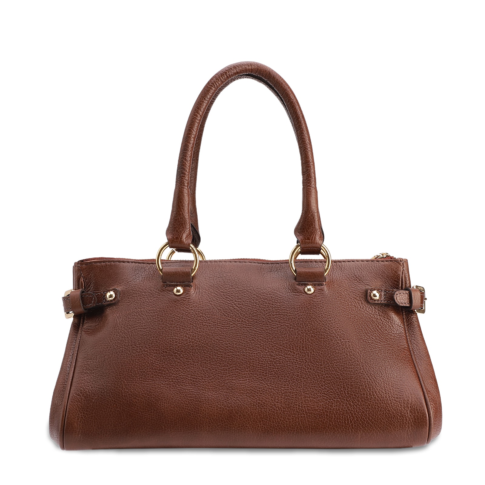 Bolsa Tote Média Couro Antique Marrom Zíper Frontal