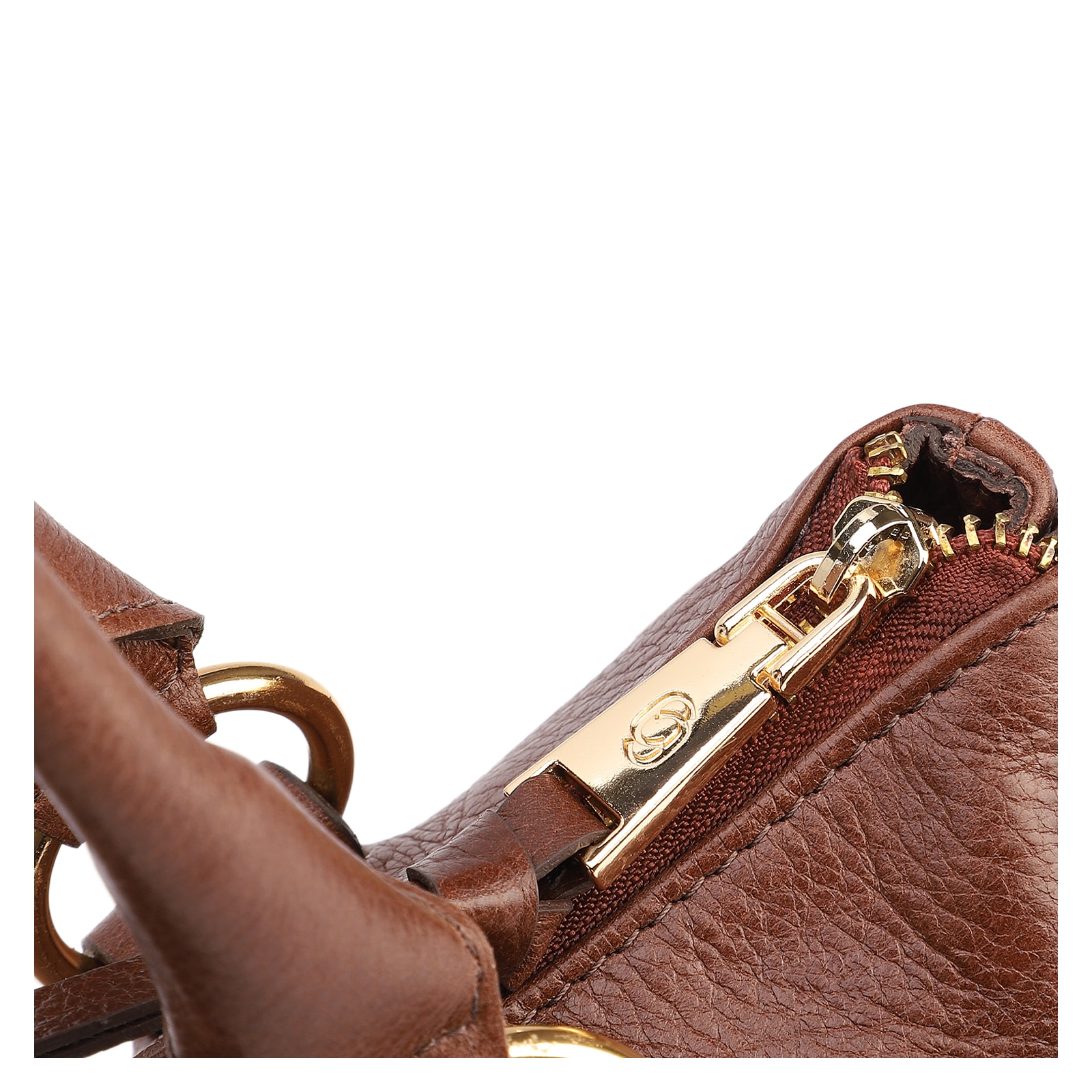 Bolsa Tote Média Couro Antique Marrom Zíper Frontal