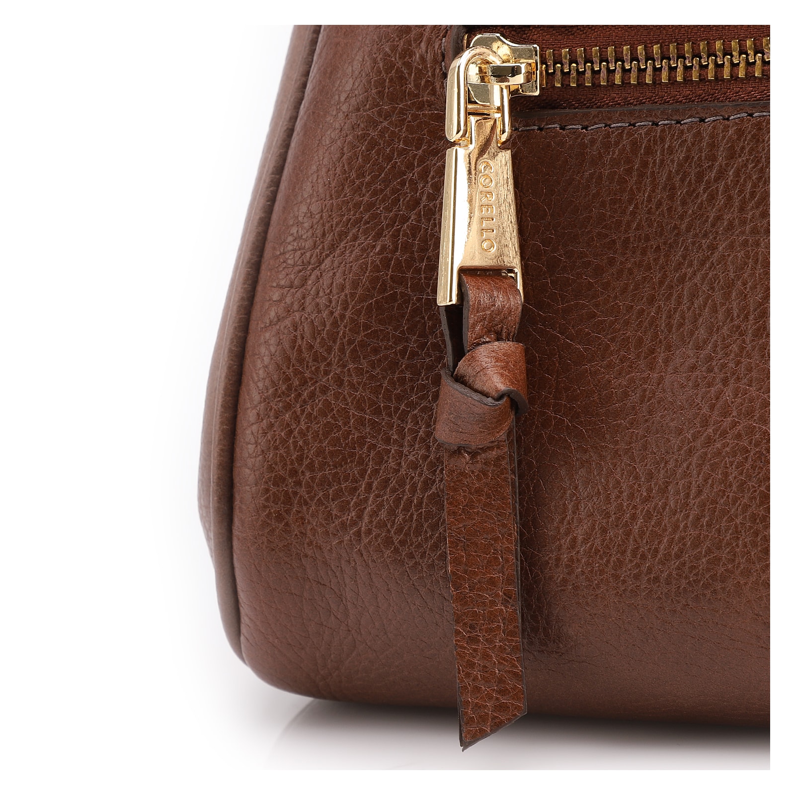 Bolsa Tote Média Couro Antique Marrom Zíper Frontal