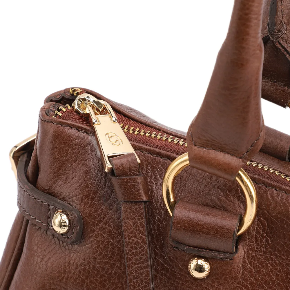 Bolsa Tote Média Couro Antique Marrom Zíper Frontal - imagem 7