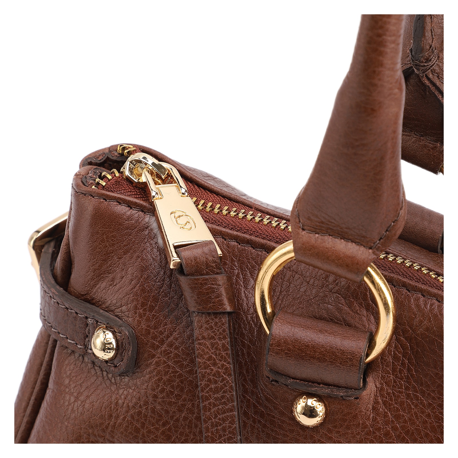 Bolsa Tote Média Couro Antique Marrom Zíper Frontal