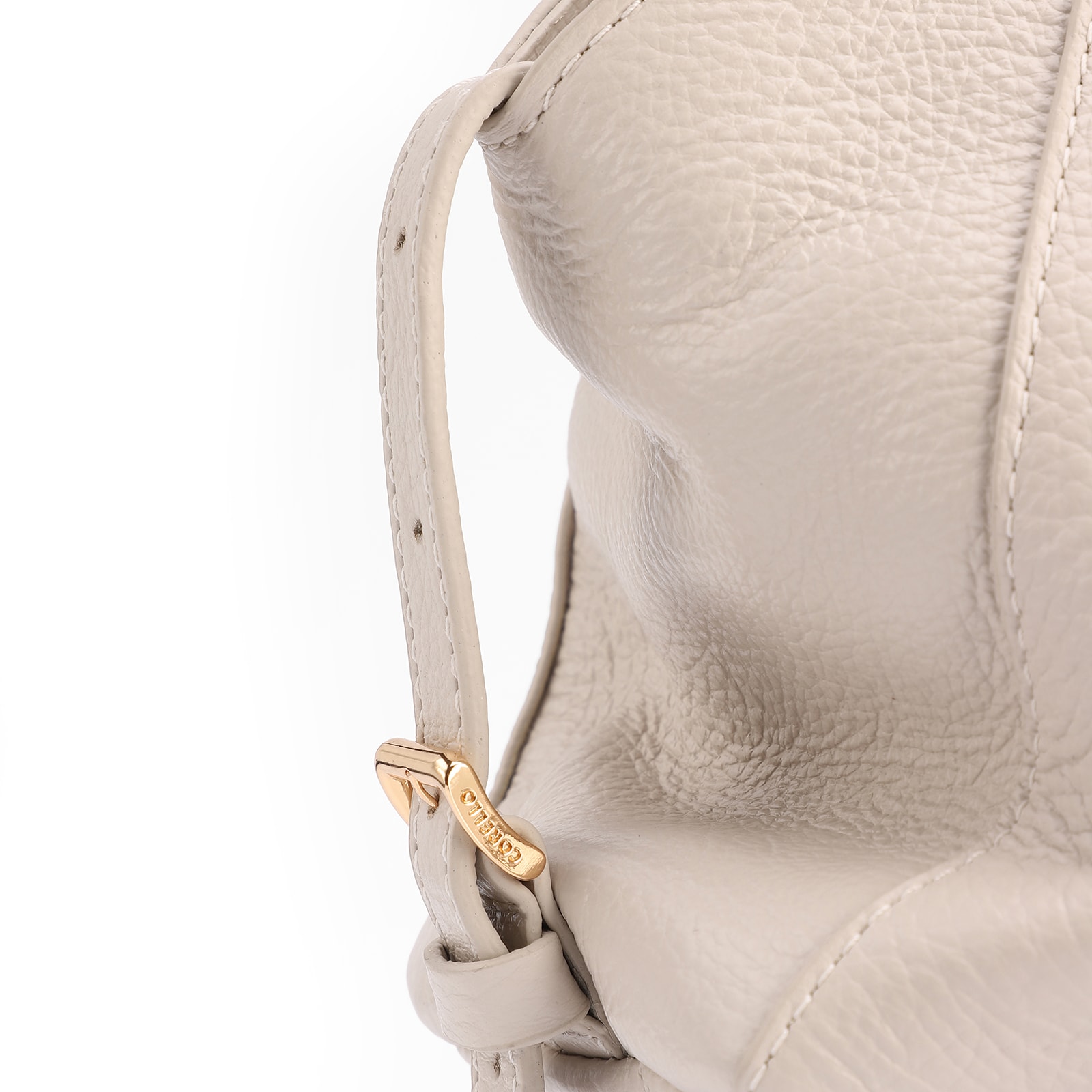Bolsa Tote Média Couro Antique Off White Argolas Douradas