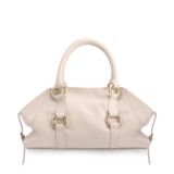 Bolsa Tote Média Couro Antique Off White Argolas Douradas