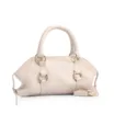 Bolsa Tote Média Couro Antique Off White Argolas Douradas - imagem 2