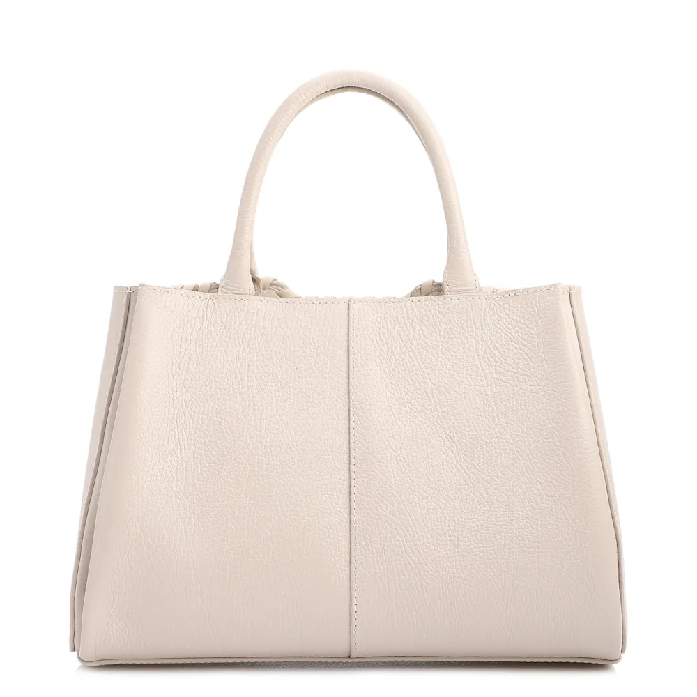 Bolsa Tote Média Couro Antique Off White Contorno Tresse - imagem 3