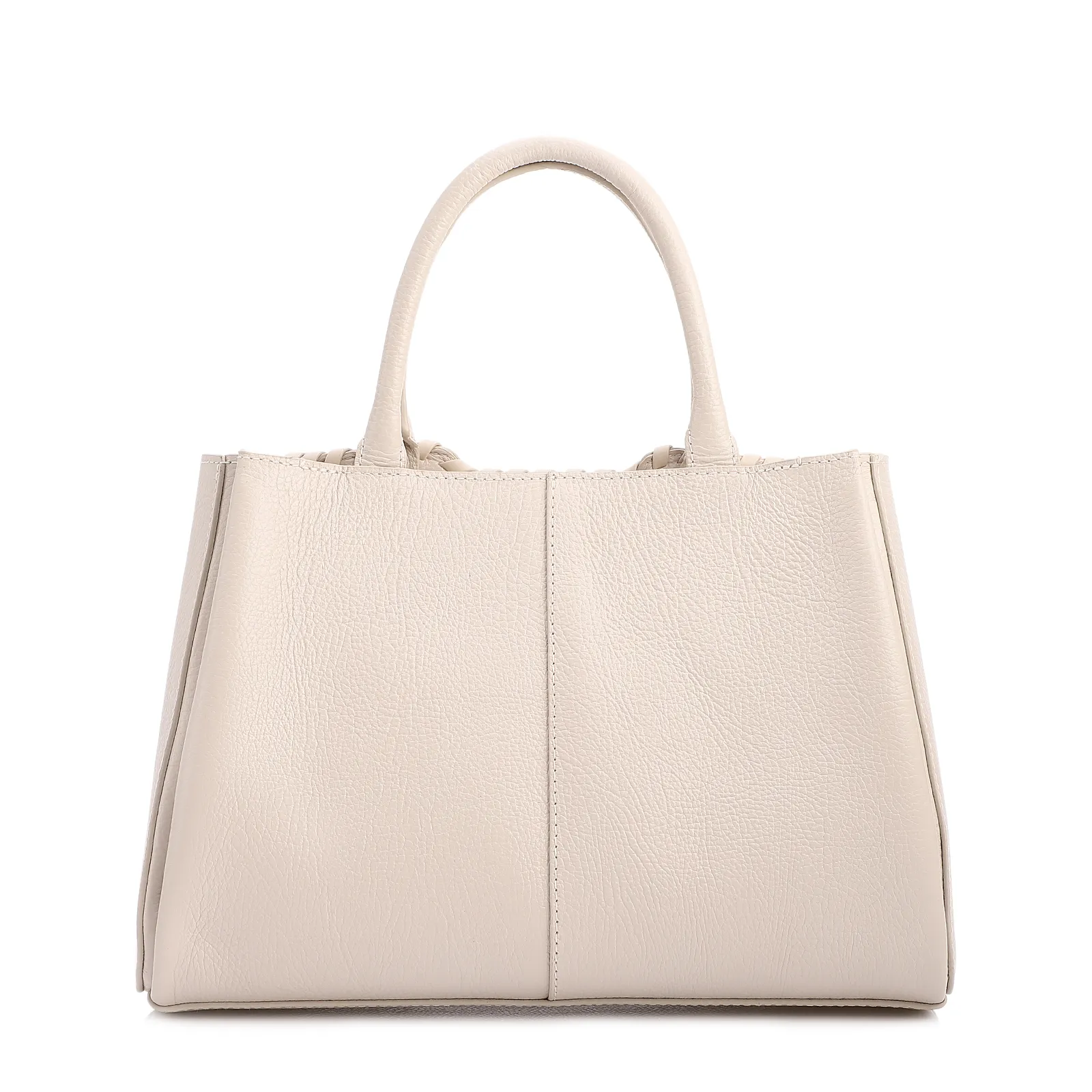 Bolsa Tote Média Couro Antique Off White Contorno Tresse