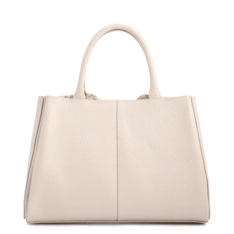 Bolsa Tote Média Couro Antique Off White Contorno Tresse - foto 3