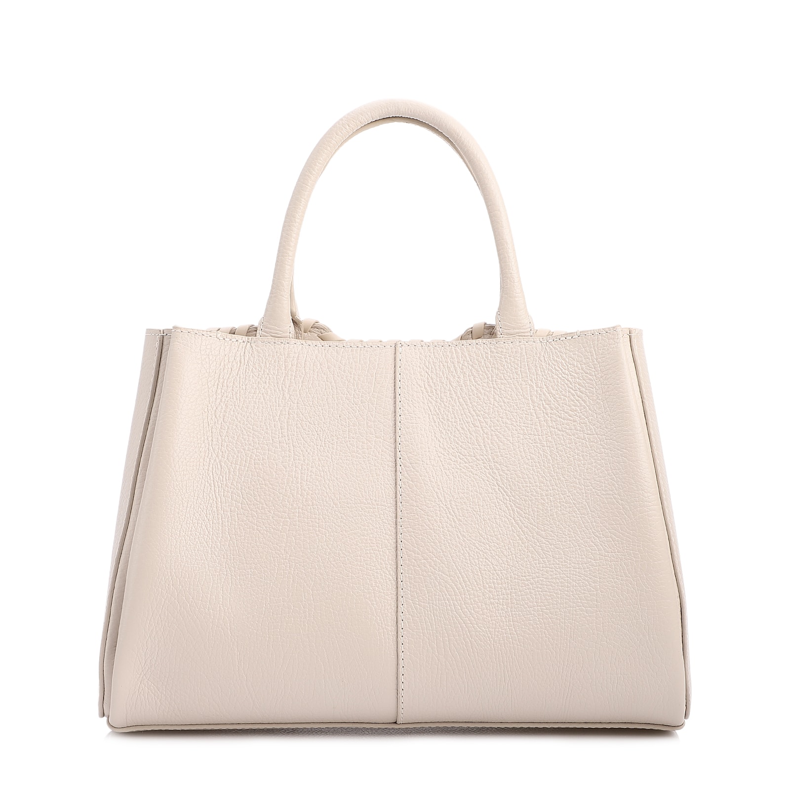 Bolsa Tote Média Couro Antique Off White Contorno Tresse