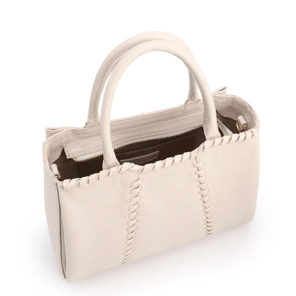 Bolsa Tote Média Couro Antique Off White Contorno Tresse - imagem 4